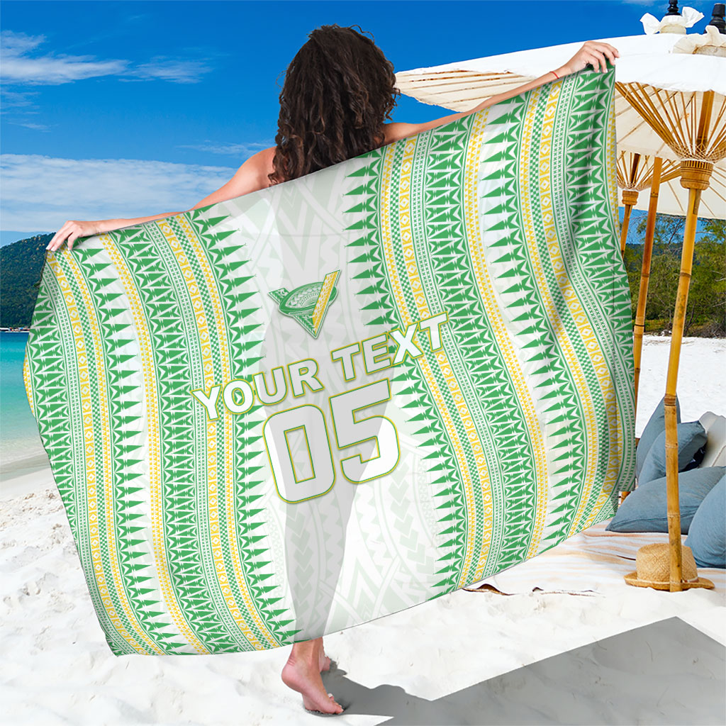 Cook Islands Rugby Custom Sarong Kuki Tribal Pattern White Version LT05 One Size 44 x 66 inches White - Polynesian Pride