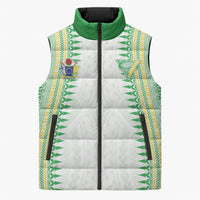 Cook Islands Rugby Custom Sleeveless Puffer Jacket Kuki Tribal Pattern White Version LT05 Unisex White - Polynesian Pride