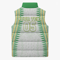 Cook Islands Rugby Custom Sleeveless Puffer Jacket Kuki Tribal Pattern White Version LT05 - Polynesian Pride
