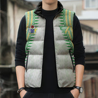 Cook Islands Rugby Custom Sleeveless Puffer Jacket Kuki Tribal Pattern White Version LT05 - Polynesian Pride