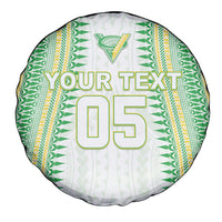 Cook Islands Rugby Custom Spare Tire Cover Kuki Tribal Pattern White Version LT05 - Polynesian Pride