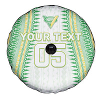 Cook Islands Rugby Custom Spare Tire Cover Kuki Tribal Pattern White Version LT05 - Polynesian Pride