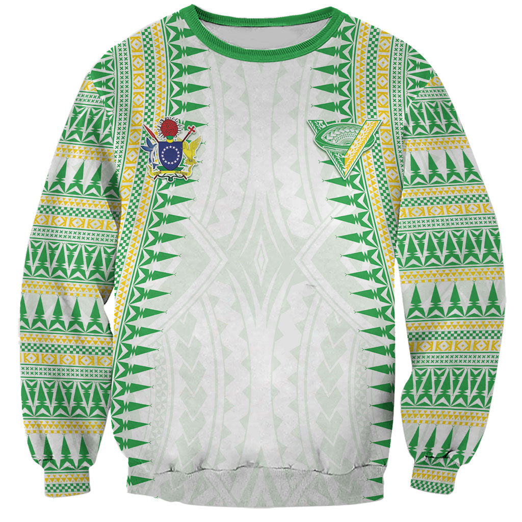 Cook Islands Rugby Custom Sweatshirt Kuki Tribal Pattern White Version LT05 Unisex White - Polynesian Pride