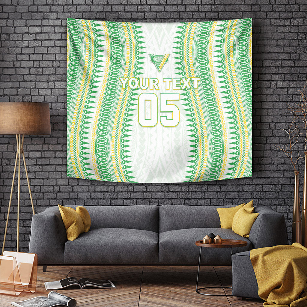 Cook Islands Rugby Custom Tapestry Kuki Tribal Pattern White Version LT05 White - Polynesian Pride