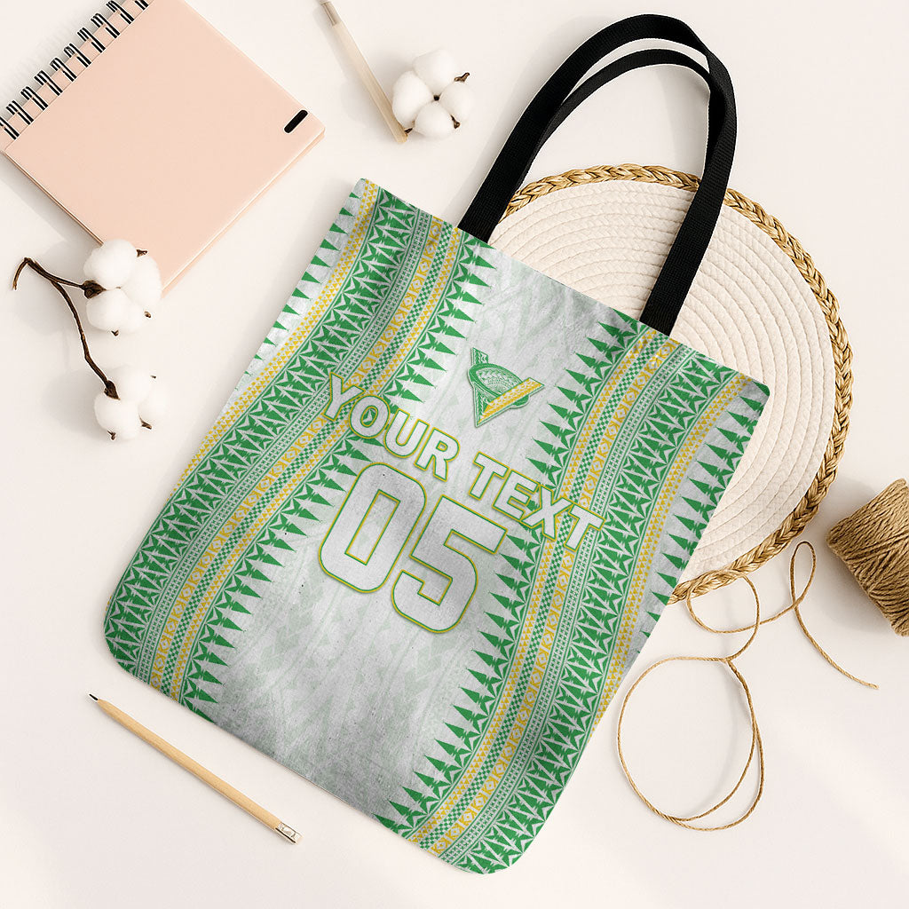 Cook Islands Rugby Custom Tote Bag Kuki Tribal Pattern White Version LT05 Black Strap One Size White - Polynesian Pride