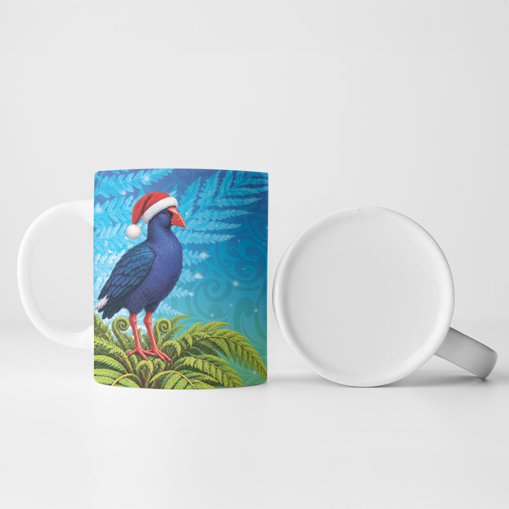 New Zealand Christmas Ceramic Mug Pukeko With Ponga Tree Silver Fern LT05 - Polynesian Pride