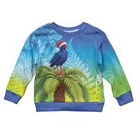 New Zealand Christmas Kid Ugly Christmas Sweater Pukeko With Ponga Tree Silver Fern LT05 Kid Multicolor - Polynesian Pride