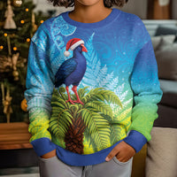 New Zealand Christmas Kid Ugly Christmas Sweater Pukeko With Ponga Tree Silver Fern LT05 - Polynesian Pride