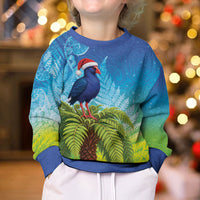 New Zealand Christmas Kid Ugly Christmas Sweater Pukeko With Ponga Tree Silver Fern LT05 - Polynesian Pride