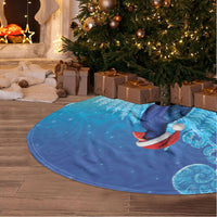 New Zealand Christmas Tree Skirt Pukeko With Ponga Tree Silver Fern LT05 - Polynesian Pride