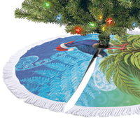 New Zealand Christmas Tree Skirt Pukeko With Ponga Tree Silver Fern LT05 - Polynesian Pride