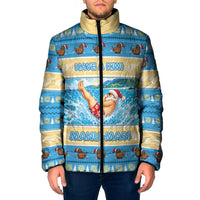 New Zealand Christmas Padded Jacket Have A Kiwi Manu-Mas LT05 Men Blue - Polynesian Pride