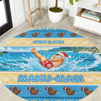 New Zealand Christmas Round Carpet Have A Kiwi Manu-Mas LT05 Blue - Polynesian Pride