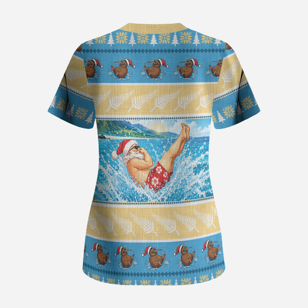 New Zealand Christmas Scrub Top Have A Kiwi Manu-Mas LT05 - Polynesian Pride
