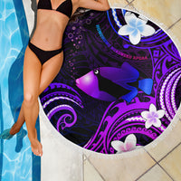 Hawaii Humuhumu Reef Triggerfish Beach Blanket Violet With Plumeria LT05 - Polynesian Pride