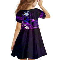 Personalised Hawaii Humuhumu Reef Triggerfish Family Matching Off Shoulder Maxi Dress and Hawaiian Shirt Violet With Plumeria LT05 - Polynesian Pride