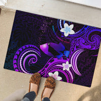 Hawaii Humuhumu Reef Triggerfish Rubber Doormat Violet With Plumeria LT05 - Polynesian Pride