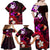 Personalised Hawaii Humuhumu Reef Triggerfish Family Matching Off Shoulder Maxi Dress and Hawaiian Shirt Maroon With Plumeria LT05 - Polynesian Pride