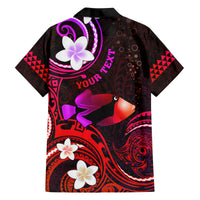 Personalised Hawaii Humuhumu Reef Triggerfish Family Matching Off Shoulder Maxi Dress and Hawaiian Shirt Maroon With Plumeria LT05 - Polynesian Pride