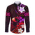 Personalised Hawaii Humuhumu Reef Triggerfish Family Matching Off Shoulder Maxi Dress and Hawaiian Shirt Maroon With Plumeria LT05 Dad's Shirt - Long Sleeve Maroon - Polynesian Pride