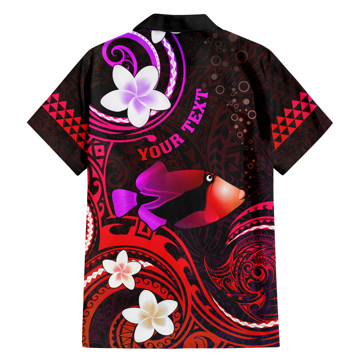 Personalised Hawaii Humuhumu Reef Triggerfish Family Matching Summer Maxi Dress and Hawaiian Shirt Maroon With Plumeria LT05 - Polynesian Pride