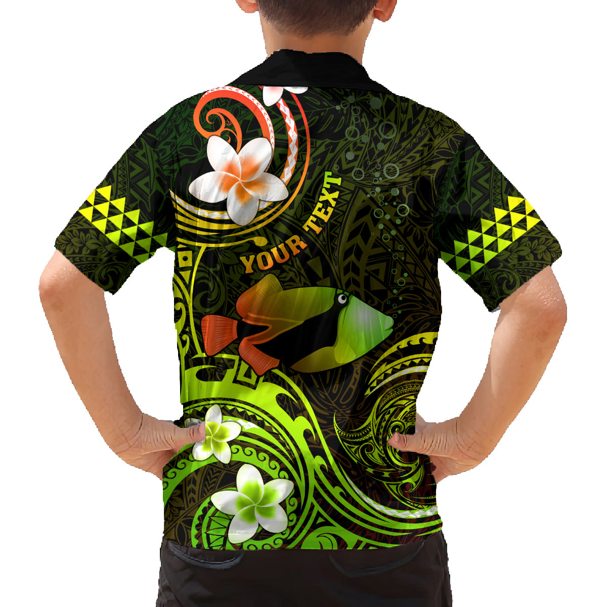 Personalised Hawaii Humuhumu Reef Triggerfish Family Matching Long Sleeve Bodycon Dress and Hawaiian Shirt Reggae With Plumeria LT05 - Polynesian Pride
