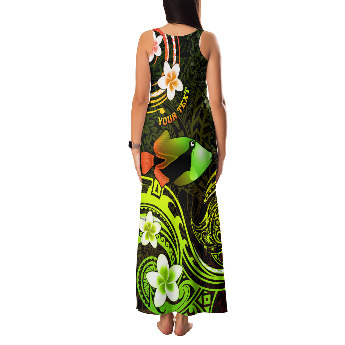 Personalised Hawaii Humuhumu Reef Triggerfish Family Matching Tank Maxi Dress and Hawaiian Shirt Reggae With Plumeria LT05 - Polynesian Pride