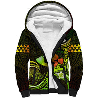 Personalised Hawaii Humuhumu Reef Triggerfish Sherpa Hoodie Reggae With Plumeria LT05 Unisex Reggae - Polynesian Pride