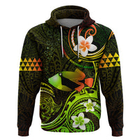 Personalised Hawaii Humuhumu Reef Triggerfish Zip Hoodie Reggae With Plumeria LT05 Pullover Hoodie Reggae - Polynesian Pride