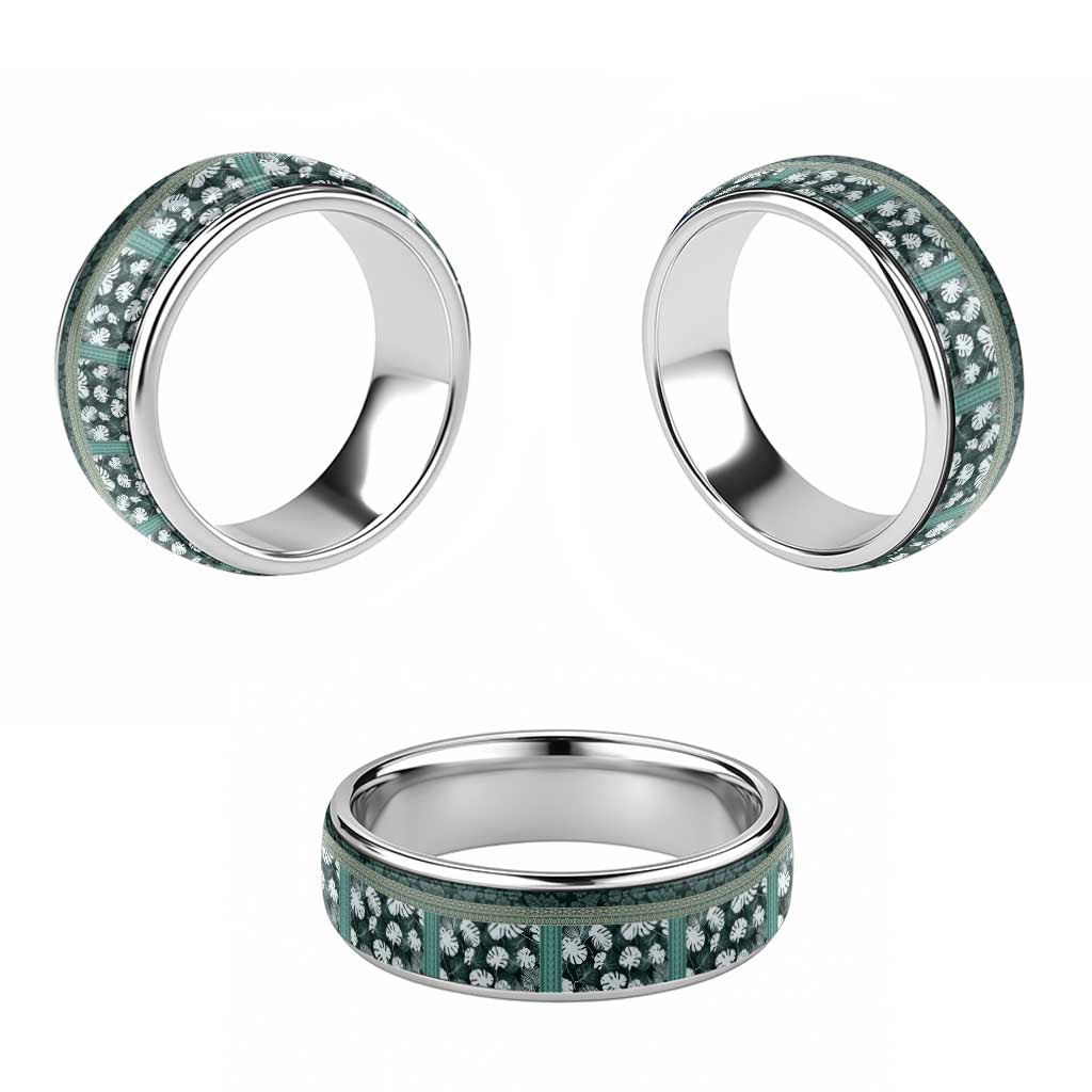 Hawaii Plant Kalo Classic Ring Hawaiian Tapa Pattern - Polynesian Pride