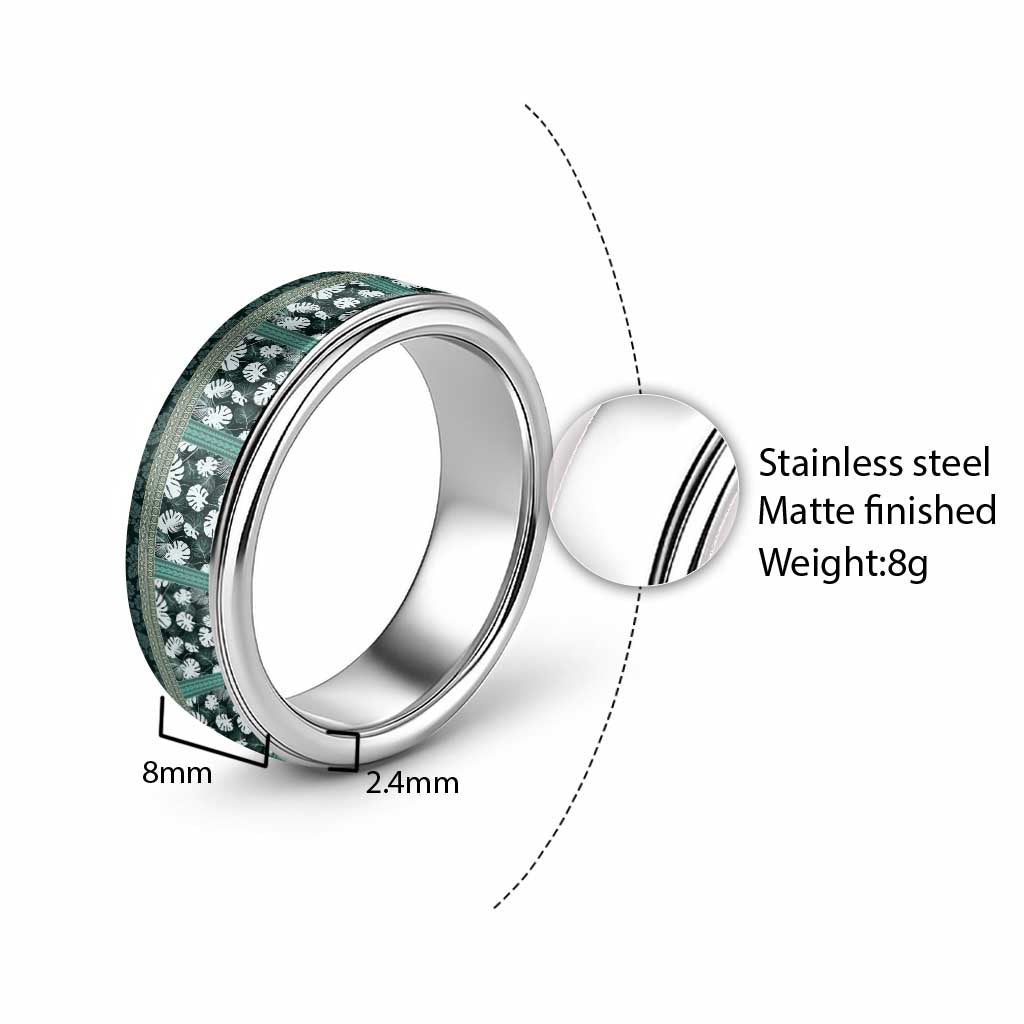 Hawaii Plant Kalo Classic Ring Hawaiian Tapa Pattern - Polynesian Pride