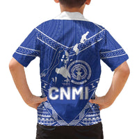 Northern Mariana Islands Family Matching Off The Shoulder Long Sleeve Dress and Hawaiian Shirt Chamorro Warrior Tribal Pattern