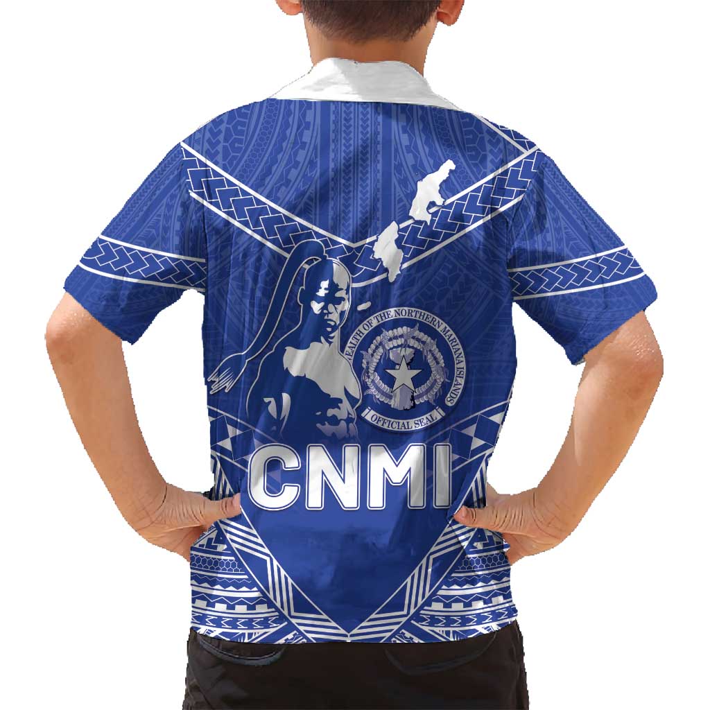 Northern Mariana Islands Family Matching Off Shoulder Short Dress and Hawaiian Shirt Chamorro Warrior Tribal Pattern