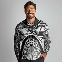 Polynesia Maui Tattoo Inspired Long Sleeve Polo Shirt Black Version