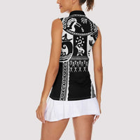 Polynesia Maui Tattoo Inspired Women Sleeveless Polo Shirt Black Version