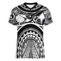 Polynesia Maui Tattoo Inspired Women V-Neck T-Shirt Black Version