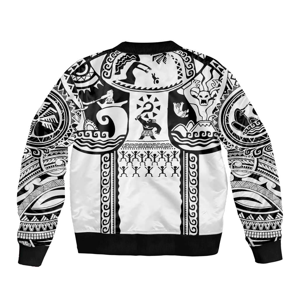 Polynesia Maui Tattoo Inspired Bomber Jacket White Version