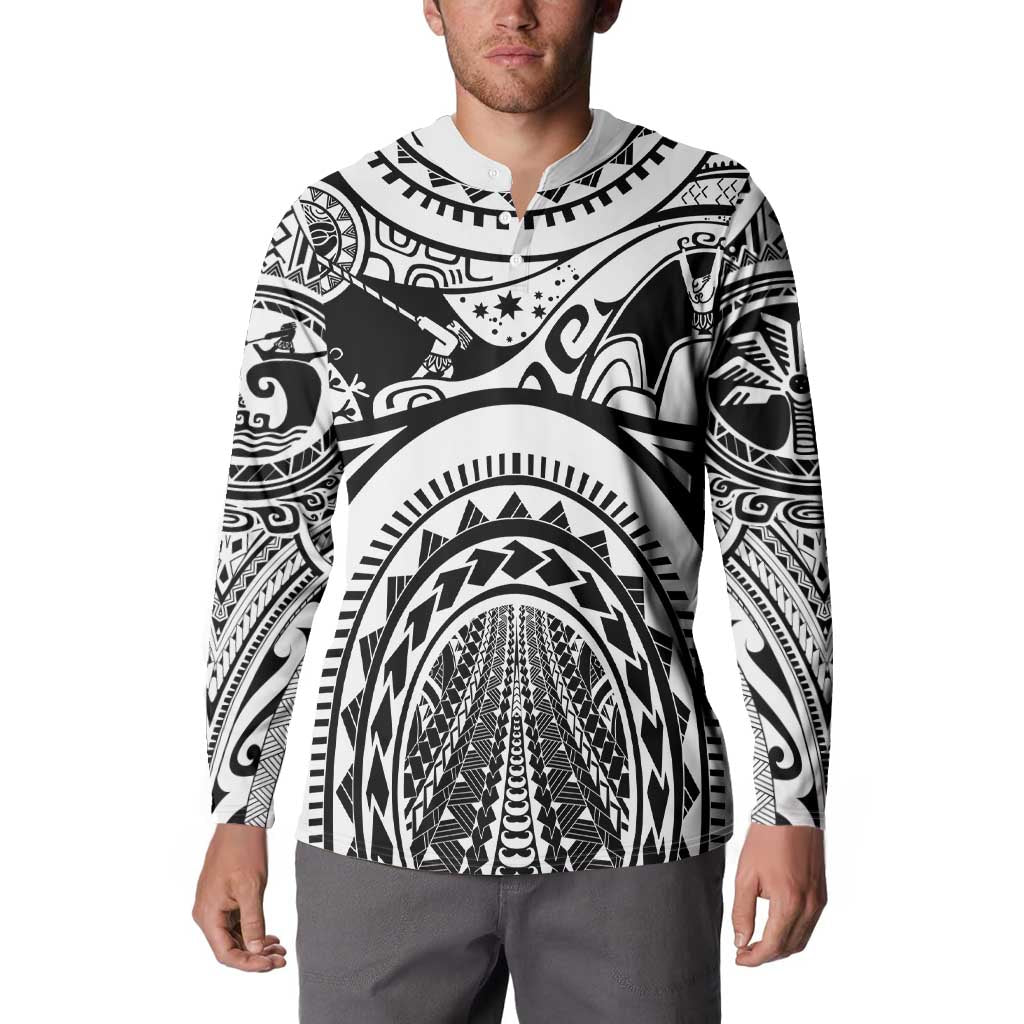 Polynesia Maui Tattoo Inspired Button Sweatshirt White Version