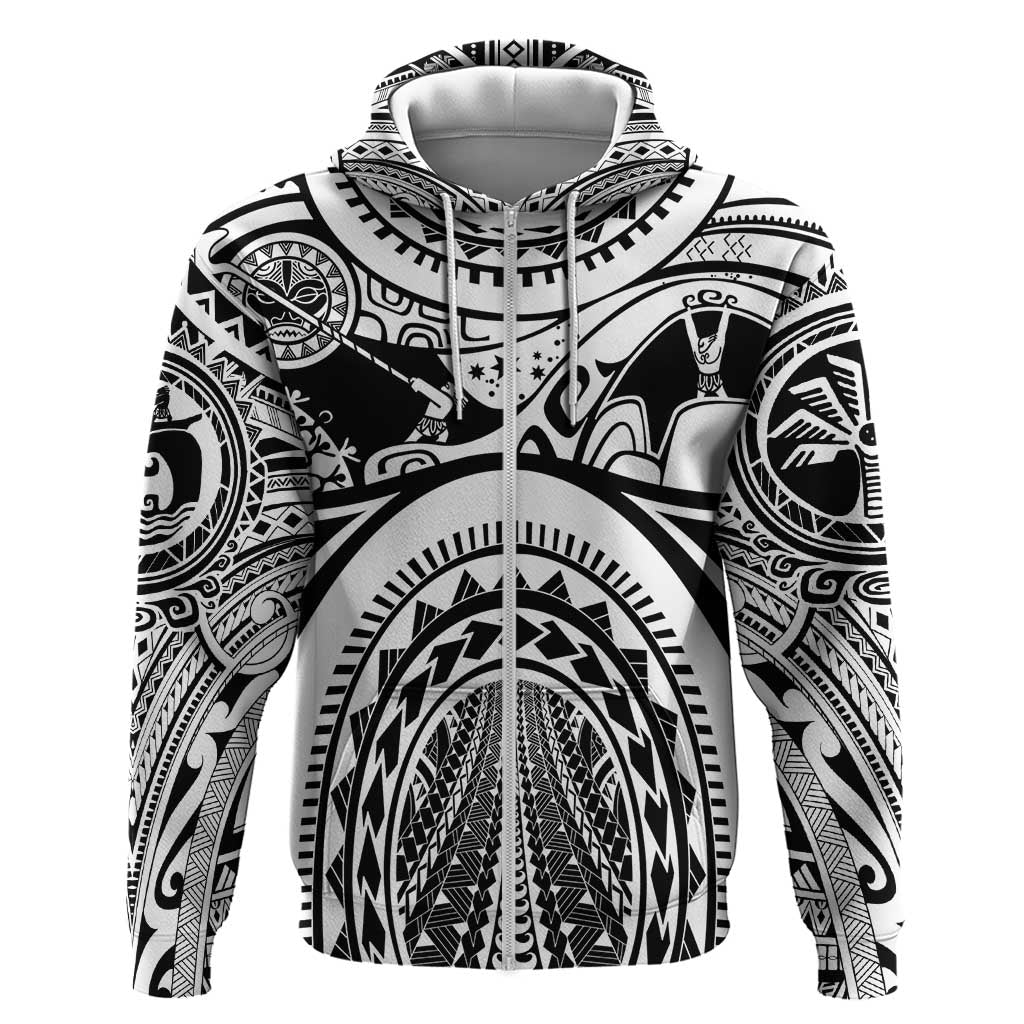 Polynesia Maui Tattoo Inspired Hoodie White Version LT05 Zip Hoodie White - Polynesian Pride