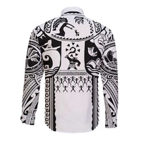 Polynesia Maui Tattoo Inspired Long Sleeve Button Shirt White Version LT05 - Polynesian Pride