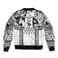 Polynesia Maui Tattoo Inspired Sleeve Zip Bomber Jacket White Version