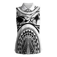 Polynesia Maui Tattoo Inspired Women Sleeveless Polo Shirt White Version