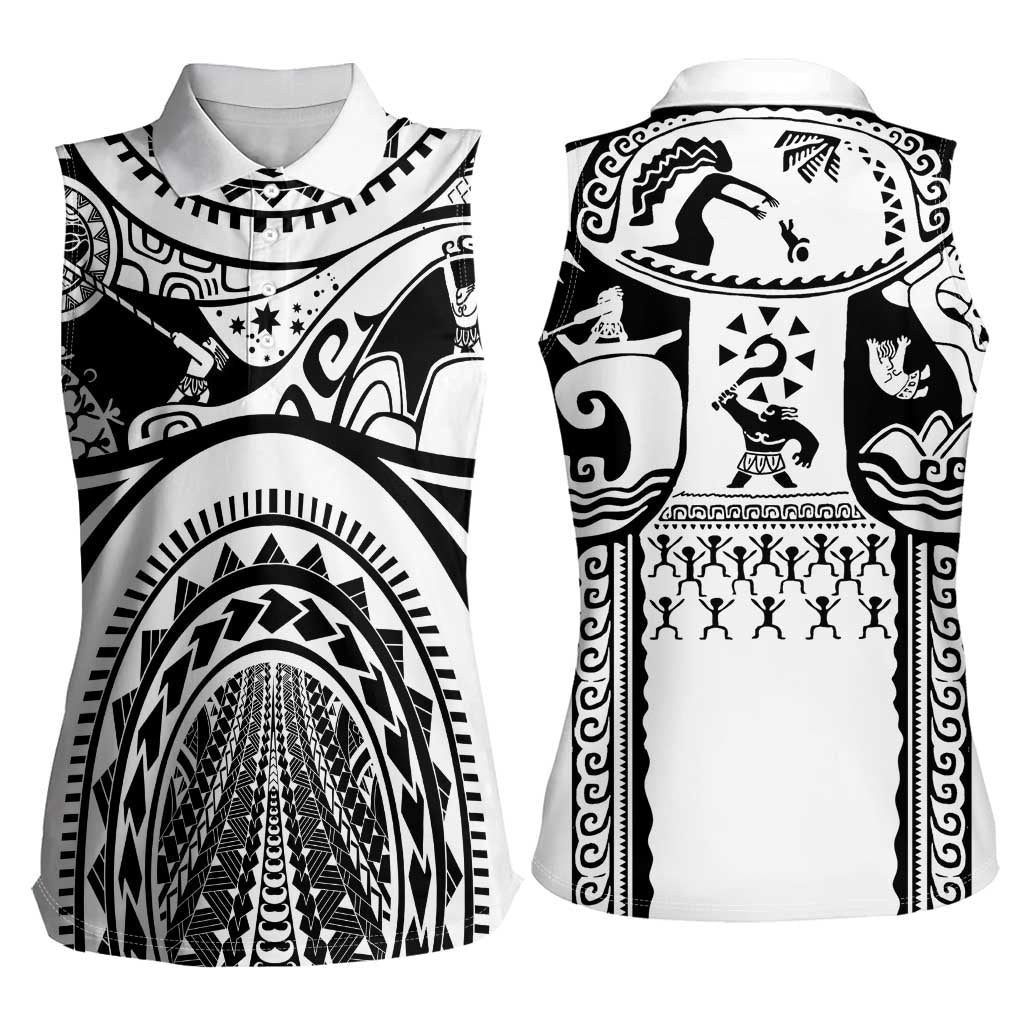 Polynesia Maui Tattoo Inspired Women Sleeveless Polo Shirt White Version