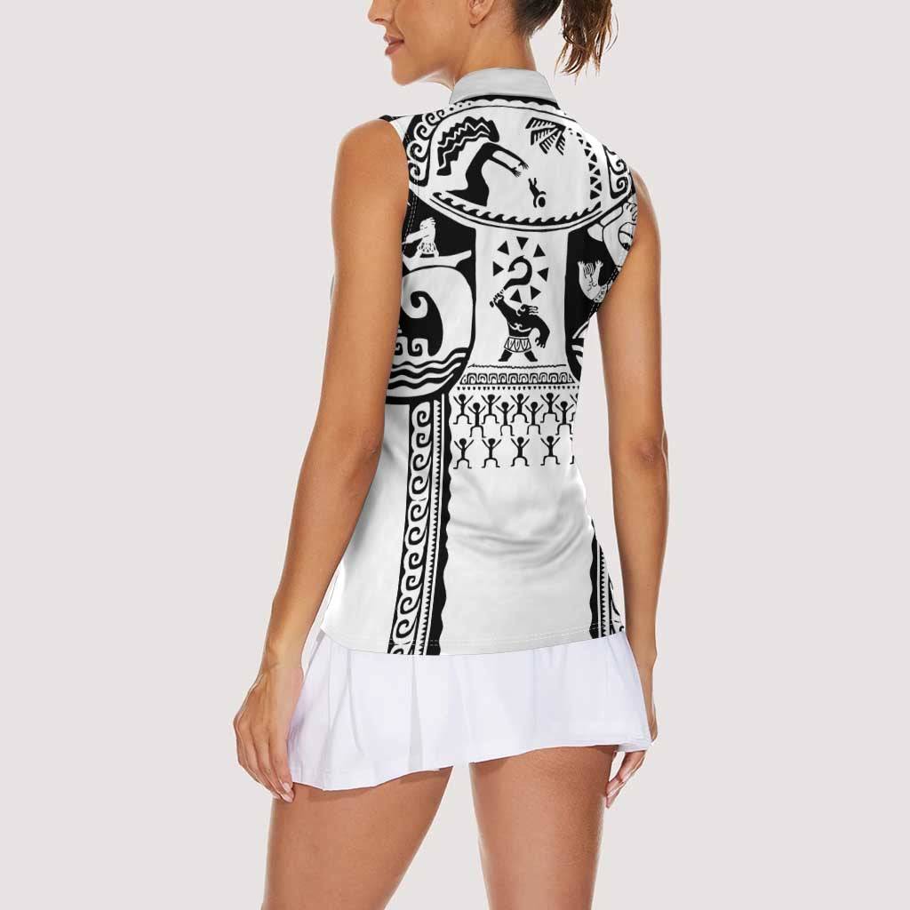 Polynesia Maui Tattoo Inspired Women Sleeveless Polo Shirt White Version