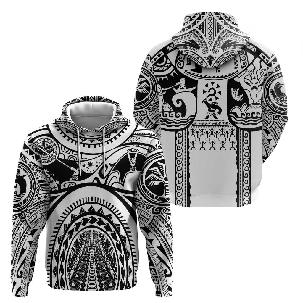 Polynesia Maui Tattoo Inspired Zip Hoodie White Version