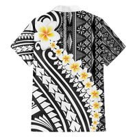 Black Vintage Tonga Ngatu Pattern With Plumeria Family Matching Short Sleeve Bodycon Dress and Hawaiian Shirt LT05 - Polynesian Pride
