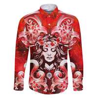 Hawaii Goddess Of Fire Madame Pele Family Matching Off Shoulder Maxi Dress and Hawaiian Shirt Polynesian Style LT05 Dad's Shirt - Long Sleeve Red - Polynesian Pride