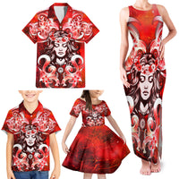 Hawaii Goddess Of Fire Madame Pele Family Matching Tank Maxi Dress and Hawaiian Shirt Polynesian Style LT05 - Polynesian Pride