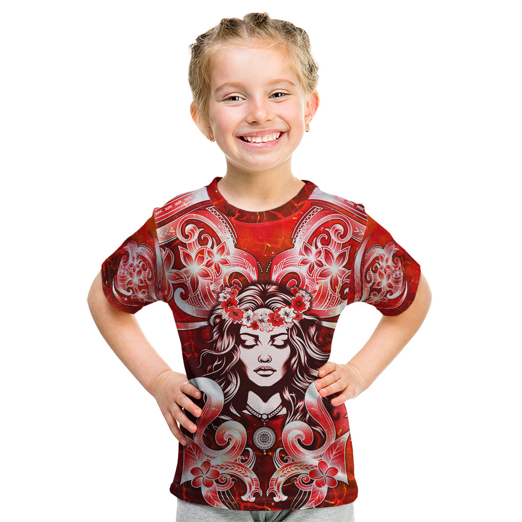 Hawaii Goddess Of Fire Madame Pele Kid T Shirt Polynesian Style LT05 Red - Polynesian Pride