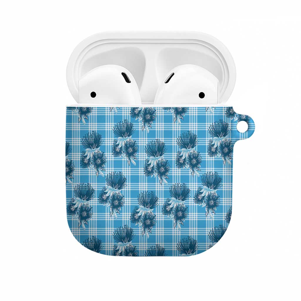 Blue Palaka Hawaii AirPods Case Hawaiian Lehua Blossoms